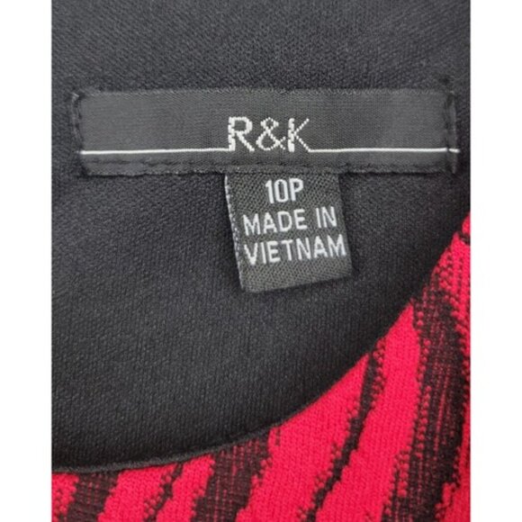 R&K Red & Black Swirl midi Dress 10P - Picture 7 of 8